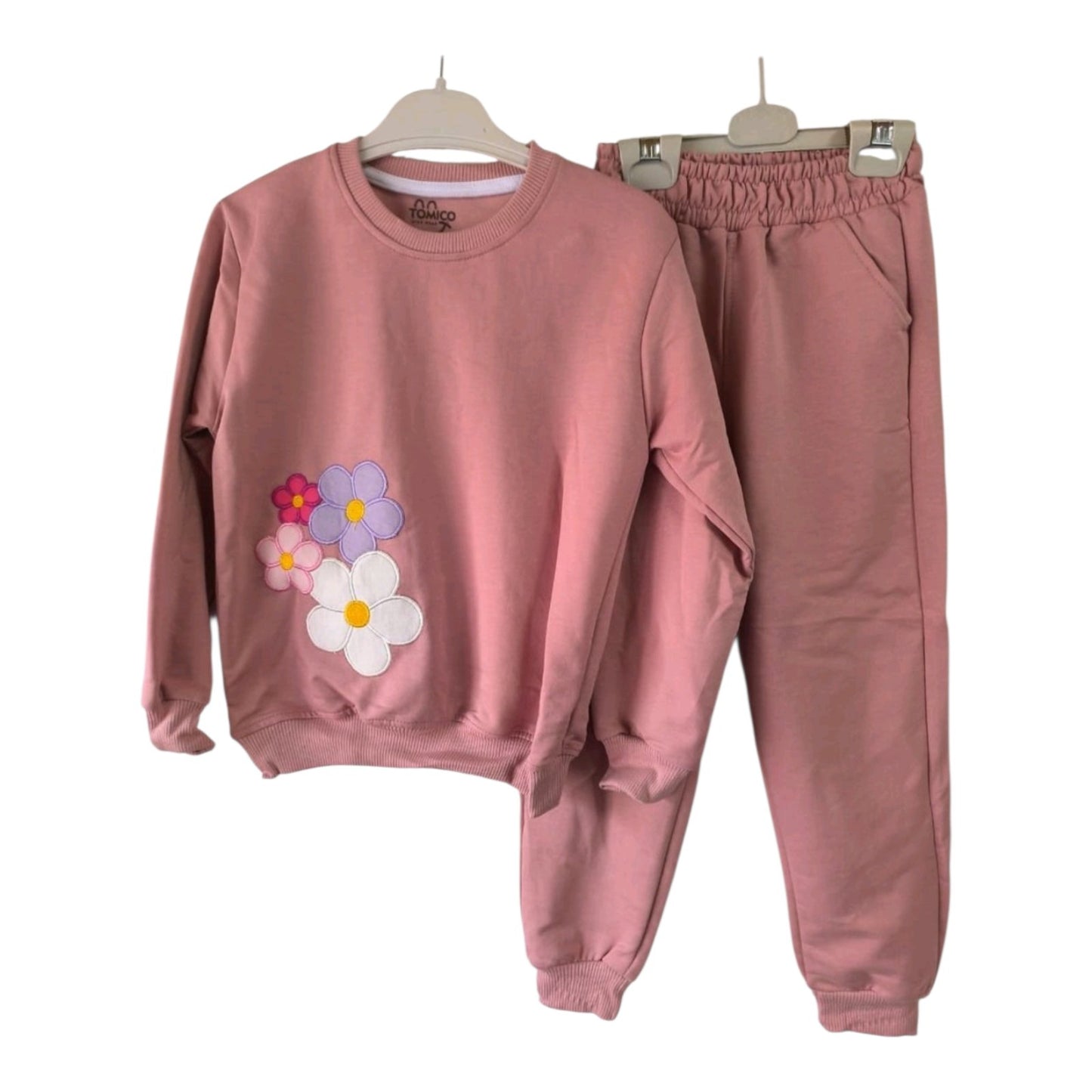 Παιδικό Σετ Κοριτσιού Φόρμα 2 τμχ – Ροζ με Λουλούδια