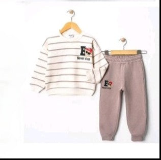Παιδικό Σετ Αγoριού Φόρμα 2 τμχ – “Never Stop” με Fleece Επένδυση (2 Αποχρώσεις)