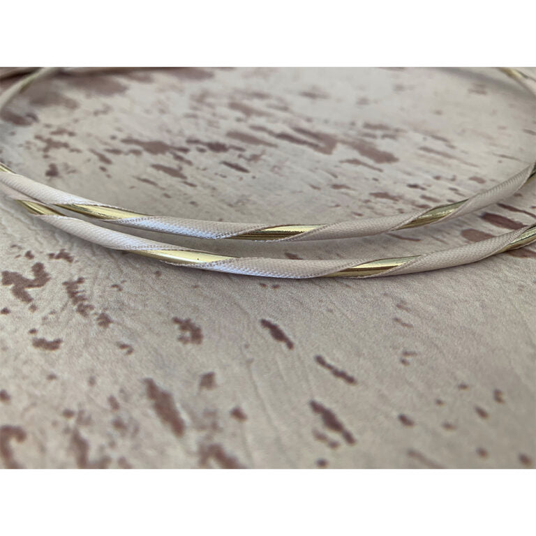 Στέφανα μεταλλική χρυσή βέργα,μπεζ κορδέλα