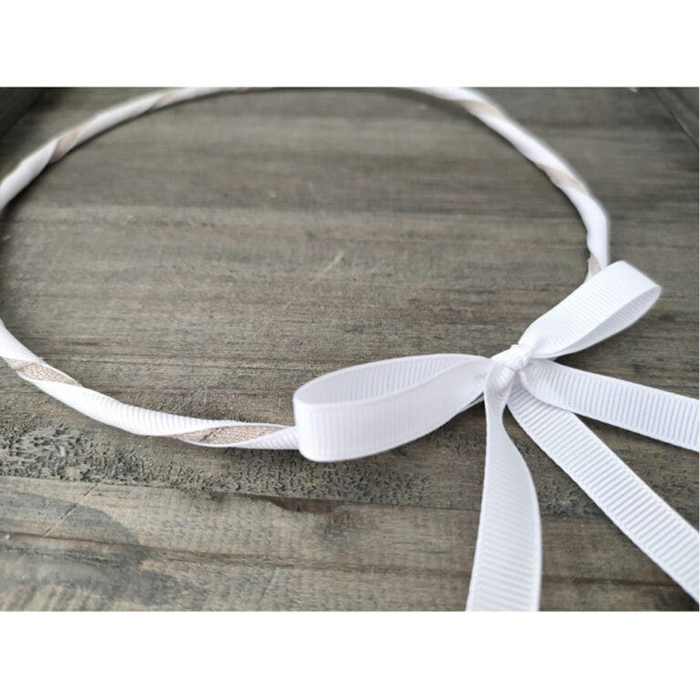 Στέφανα λινό με λευκή γκρο κορδέλα