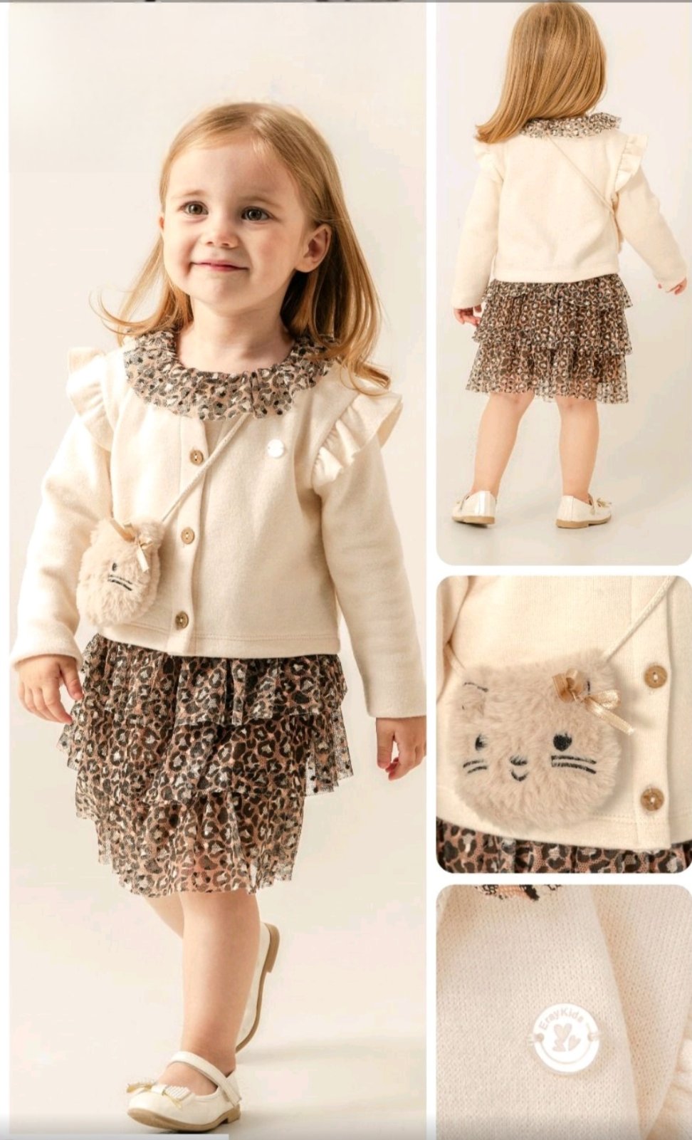 Παιδικό Σετ Κοριτσιού 4 τμχ – Μπλούζα, Ζακέτα, Τούλινη Φούστα & Τσαντάκι