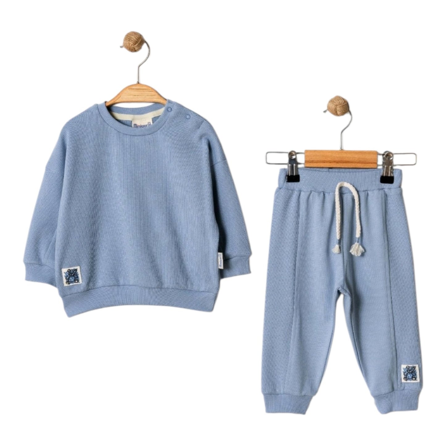 Παιδικό Σετ Φόρμας 2 τμχ – Μπλε Πλεκτή Υφή