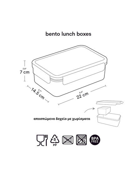 Δοχείο φαγητού Bento με χωρίσματα- 1,2 L- Ice-cream