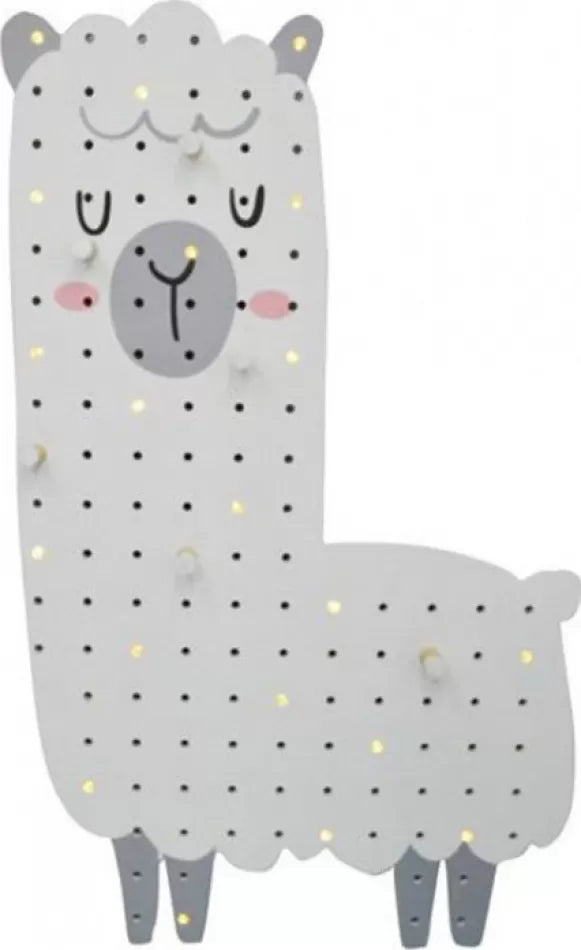 Ξύλινη παιδική κρεμάστρα Llama, με 6 θέσεις και LED
