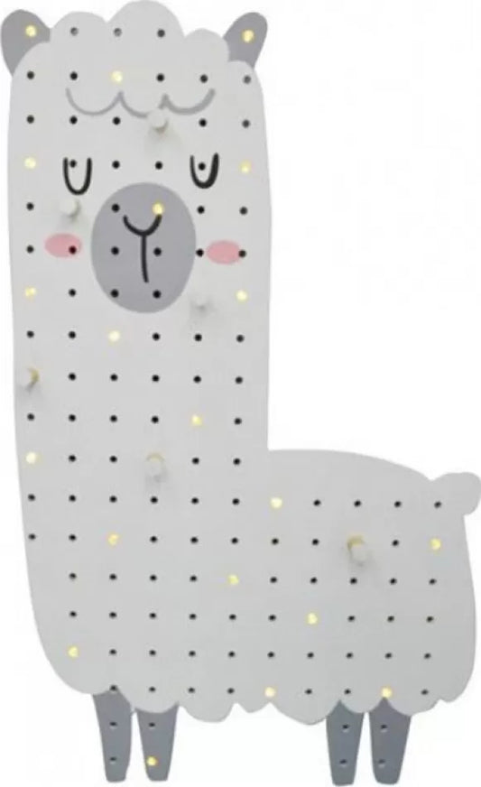 Ξύλινη παιδική κρεμάστρα Llama, με 6 θέσεις και LED